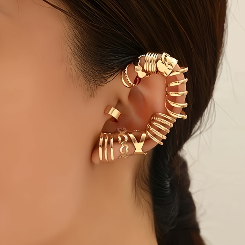 10pcs Gothic Punk Metal Ear Cuffs